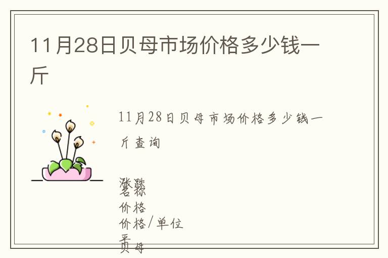 11月28日貝母市場價(jià)格多少錢一斤