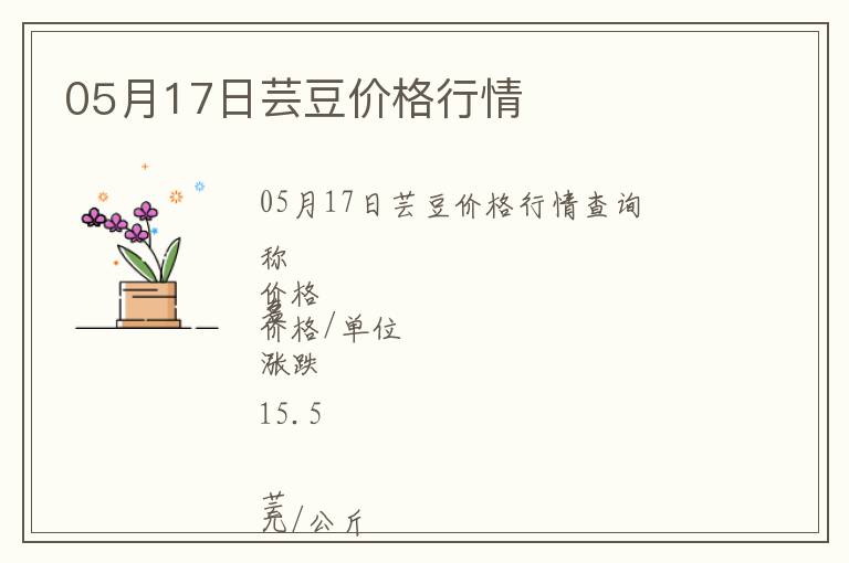 05月17日蕓豆價(jià)格行情