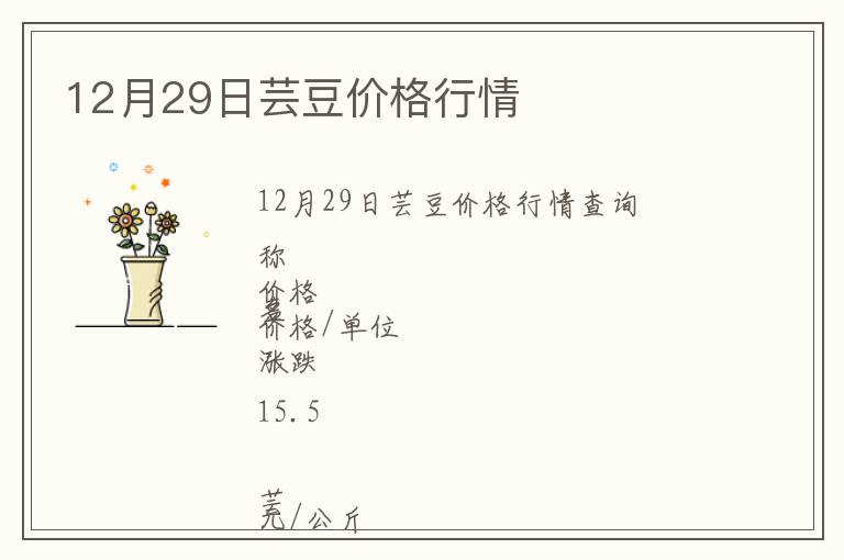 12月29日蕓豆價(jià)格行情