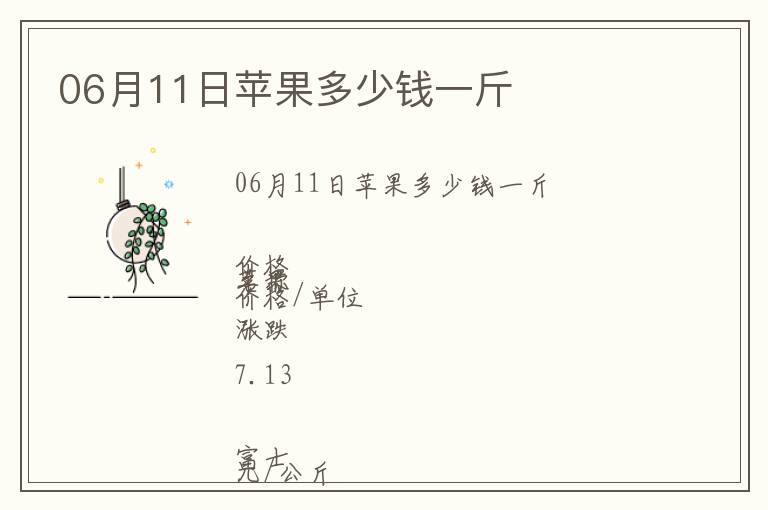 06月11日蘋果多少錢一斤