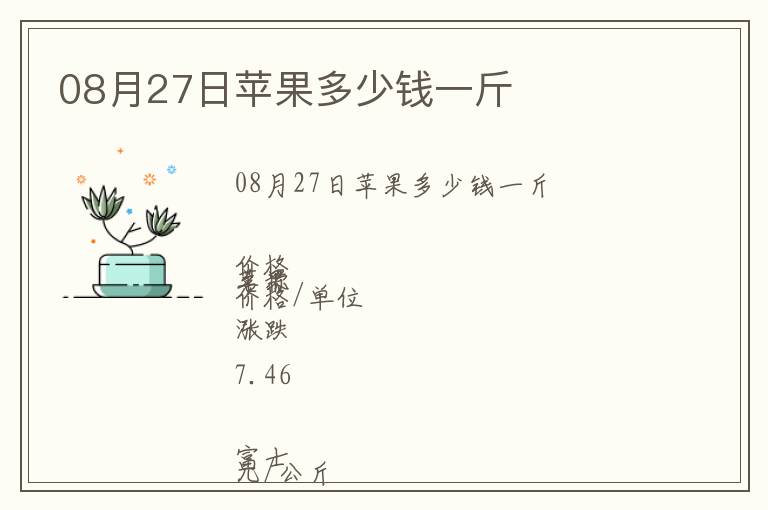 08月27日蘋果多少錢一斤