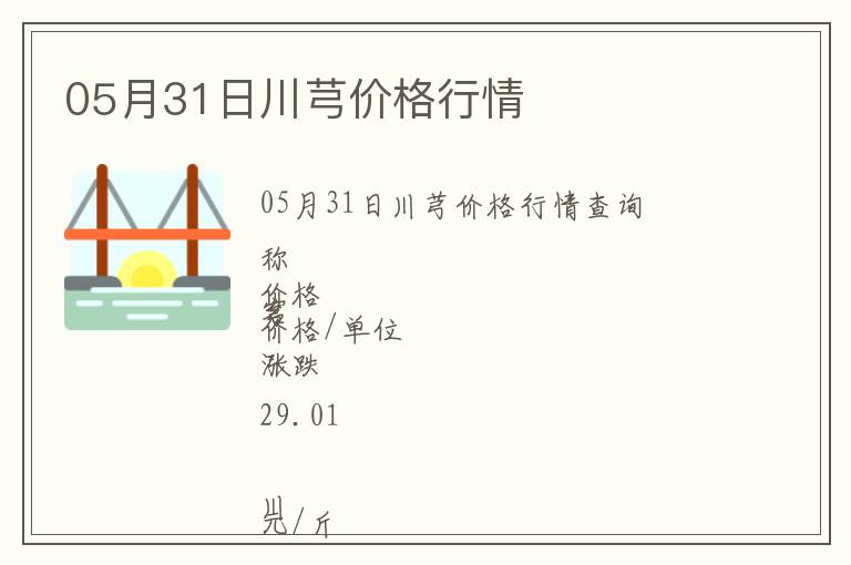 05月31日川芎價格行情