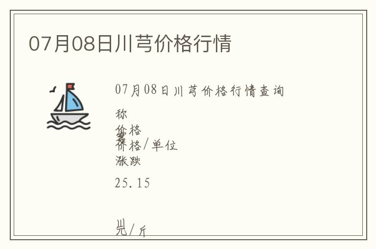 07月08日川芎價格行情