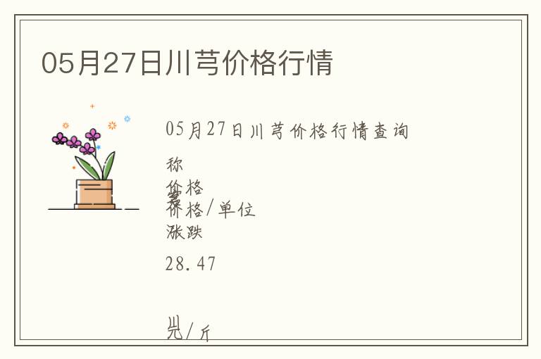 05月27日川芎價格行情