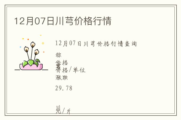 12月07日川芎價格行情