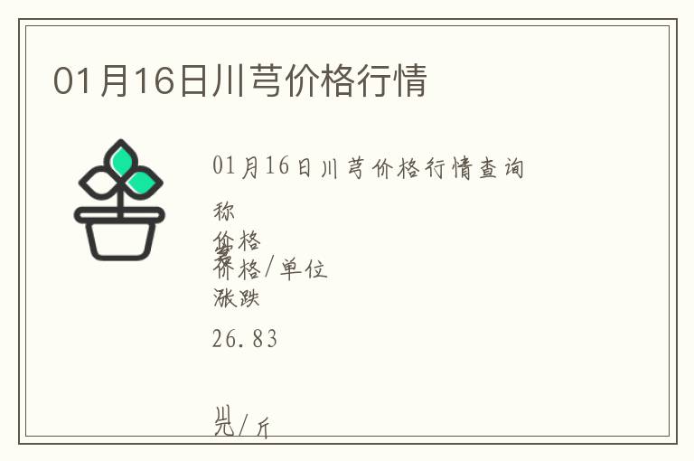 01月16日川芎價(jià)格行情