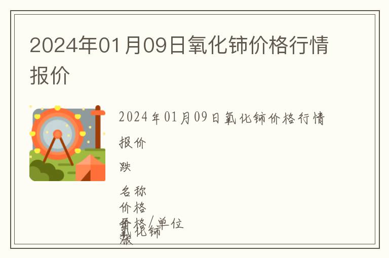 2024年01月09日氧化鈰價格行情報價