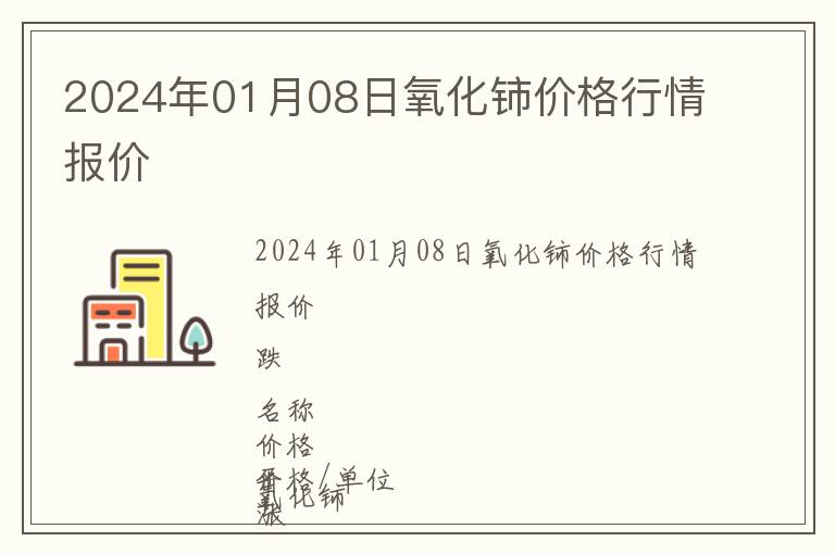 2024年01月08日氧化鈰價(jià)格行情報(bào)價(jià)