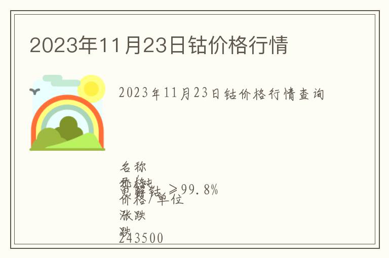 2023年11月23日鈷價(jià)格行情