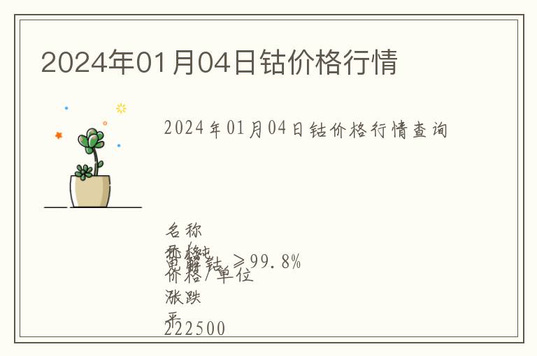 2024年01月04日鈷價(jià)格行情