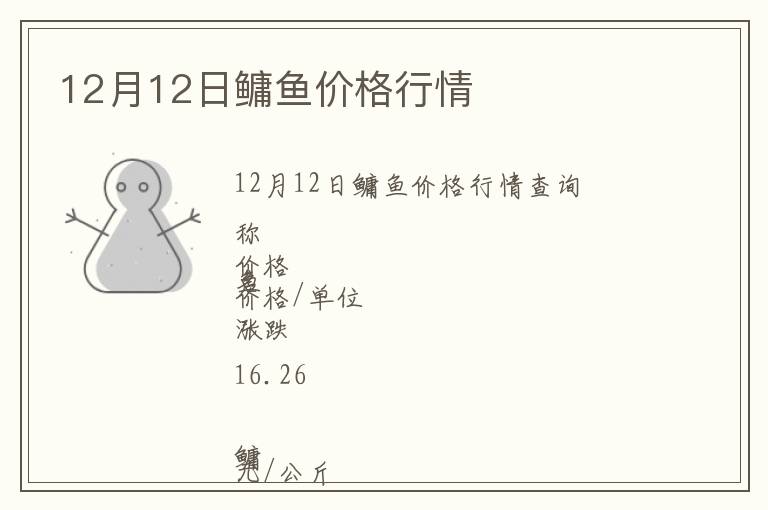 12月12日鳙魚價格行情