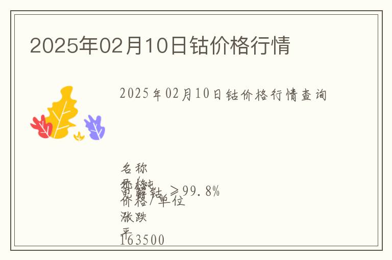 2025年02月10日鈷價格行情